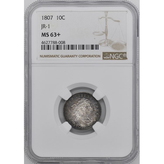 1807 Draped Bust Dime MS-63+ NGC (JR-1) 1807 Draped Bust Dime MS-63+ NGC (JR-1)